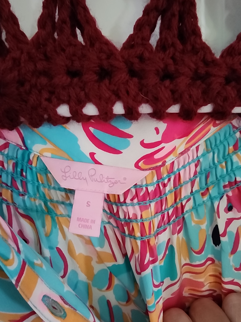 Lilly Pulitzer Multicolor Long Sleeve Aqua And Pink Flamingo Silky Top